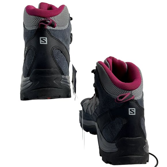 Salomon Boots Womens Sz 9.5 Gray Mauve Hiking Contagrip Ortholite $230 New - Picture 8 of 15